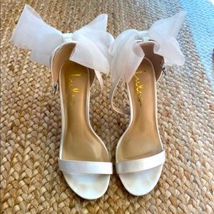 Bridal Strappy White Heels with Bow